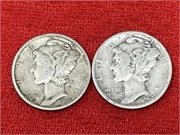 1942-S & 1943 Mercury Silver Dimes