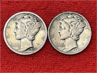 1934 & 1941 Mercury Silver Dimes