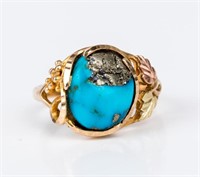 Jewelry 10k Yellow Gold Turquoise Ring