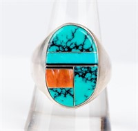 Jewelry Sterling Silver Mosaic Stone Ring