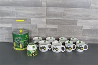 JOHN DEERE MUGS/ ICE BUCKET/ CANDLE HOLDER