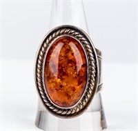 Jewelry Sterling Silver Amber Ring