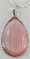 Pink Fiery Gemstone Pendant & Chain