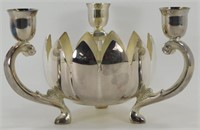 Leonard Silver-Plate Lotus Centerpiece w/ Frog &