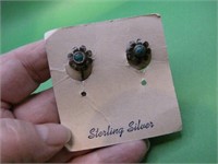 Turquoise & Sterling Silver Screwback Earrings