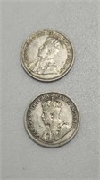 1921/1936 Canada Silver Dimes, 10 Cents
