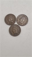 1899/1902/1905 Indian Head One Cents, (3)