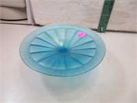 Vintage Blue Stretch Glass Dish 7" x 2&1/2"