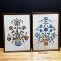 Framed Embroidered Flower Art (2)