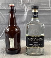 Empty Tequila Bottle & Brown 32 Oz Bottle