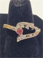 Vintage 925 Silver Ring Ruby Stone
