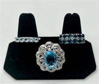 3 Nice Sterling Rings with Blue Stones