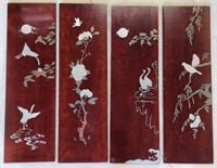 4 Piece Asian Inlay Wall Art