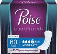 60ct  Poise Ultra Thin Incontinence Pads for