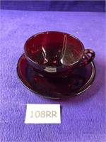 Vintage Ruby Red cup &saucer see photo 108RR