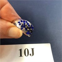 Ring size 9.5 gemstones silver new 10-J