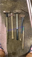 Axes, sledge hammers, and weed whacker