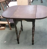 Oriental design drop leaf table approx 37 x 26