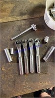 Craftsman 1/4” ratchets and various sockets some