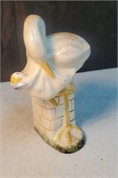 Vintage stork pottery vase or wall pocket approx