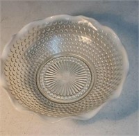 Hobnail bowl with white curly edge approx 9