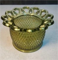 Imperial glass green dish approx 4 inches tall