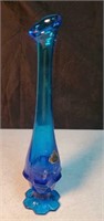 Brilliant blue Fenton vase approx 12 inches tall