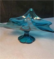 Blue green mid century modern art glass