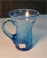 Crackle glass pitcher approx 4.5 inches tall