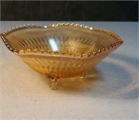 Peach pattern glass footed bowl