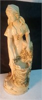 Statue of a woman gardening approx 20 inches tall