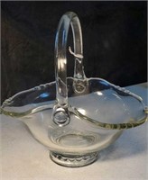 Lovely glass basket marked DT approx 11 inches