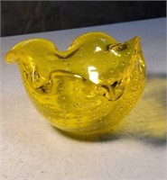 Bright yellow art glass bowl