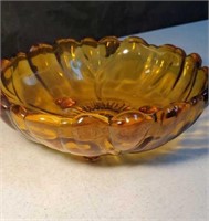 Heavy amber glass bowl