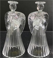 2 GLASS ANGEL CANDLE HOLDER