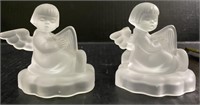 2 AVON HUMMEL FROSTED CRYSTAL CANDLE HOLDER