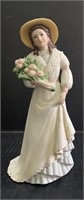 HOMCO PORCELAIN LADY WITH BOUQUET OF ROSES