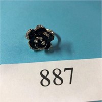 Ring Flower black and silver size7 see photos 887