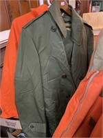 army green long winter jacket removable insert