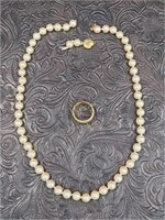 14kt Gold Band & Pearl Strand w/ Damage