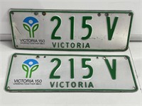 Victoria 150 Year Commemorative Number Plates 215V