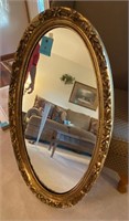 Large vintage oval mirror with gold frame