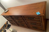 Vintage 9 drawer bedroom wood dresser solid