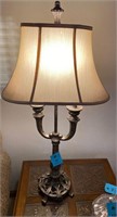 39" tall Table parlor double bulb lamp with shade