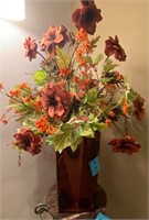 Tall floral arrangement fall colors COOL vase