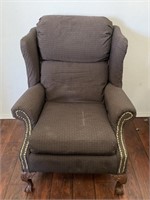 Wing back chair, Gold detailing and wooden legs