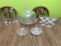 Glassware set(cake holder, glasses, small plates)