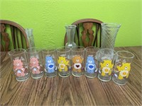 Care Bear collectible glasses, glass faces,