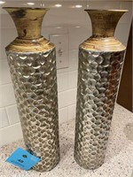2 tall silver decorative vases Lifetime Brands 17"