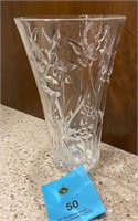 8 1/2" clear glass floral and butterfly vase